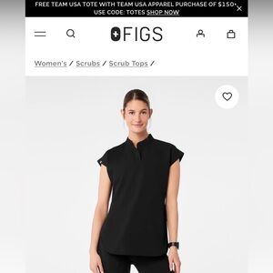 FIGS Women's Classic Black Blouse